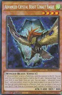 YUGIOH HOLO CARD ADVANCED CRYSTAL BEAST COBALT EAGLE BLCR-EN015 1ST EDITION - Image 1