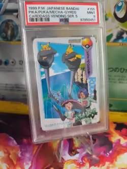 Pokemon Card carddass vending anime Japanese Gyarados Team Rocket Pikachu PSA 9 - Image 1