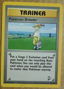 Pokemon Breeder 105/130 Rare Non-Holo Base 2 Set Pokemon Trainer Card MP - Image 1