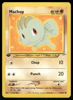 Pokemon Tcg LP Machop [1st Edition] #73 Pokemon Neo Destiny - Image 1