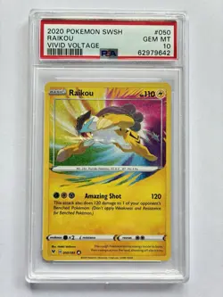 PSA 10 MINT - Pokemon TCG Raikou Vivid Voltage 050/185 Holo Amazing Rare - Image 1