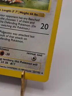1999 Pokemon TCG Pidgeotto 22/102 SHADOWLESS Base Set WOTC Non-Holo Rare MP - Image 5