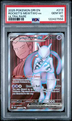 2025 Pokemon Dri En-Destined Rivals #213 Rocket'S Mewtwo Ex Ultra Rare PSA 10 - Image 1