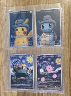 4x Pokemon Tcgp Lot Van Gogh PTCGP Custom Fan Art Gift Cards Pikachu Venusaur - Image 1