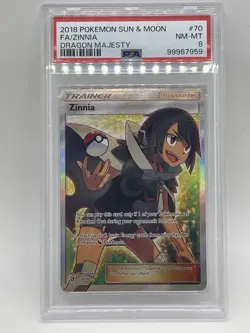 Zinnia Full Art Trainer #70/70 Dragon Majesty PSA 8 Pokemon 2018 TCG Card - Image 2