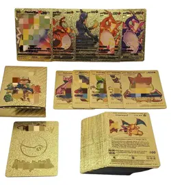 55Pcs Pokemon Card Foil GOLD PACK CARDS TCG GX Vmax GX Card Charizard Rare - Image 2
