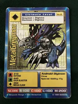 MetalGreymon Digimon Bandai TCG Card Bo-01 1999 MP - Image 1
