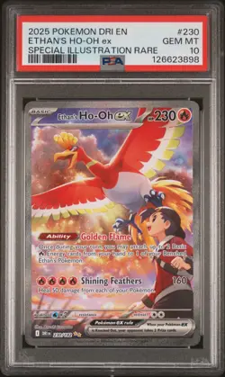 2025 POKEMON DRI EN-DESTINED RIVALS #230 ETHAN'S HO-OH EX PSA 10 - Image 1