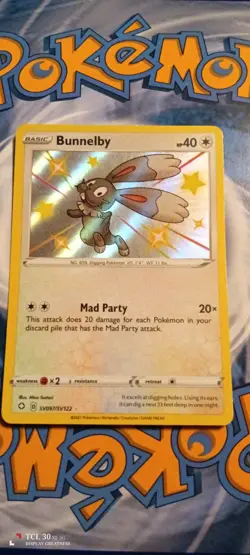 Pokemon TCG Bunnelby Shining Fates SV097/SV122 Holo Shiny Holo Rare-NM - Image 1