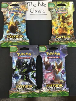 Pokemon Fates Collide Sleeved Booster Pack COMPLETE ART SET - 4 Packs SEALED - Image 1