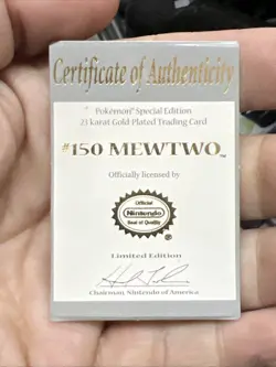 1999 MewTwo Pokemon 23K Gold Plated Trading Card Promo Limited Edition W/CoA - Image 4