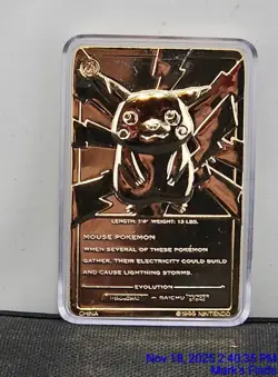 #25 PIKACHU Gold Plated Pokemon Limited Edition Trading Card Burger King 1999 - Image 2