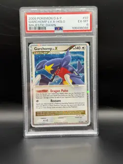 Pokemon Garchomp TCG LV.X Holo Card 97/100 Diamond Pearl Majestic Dawn PSA 6 - Image 1
