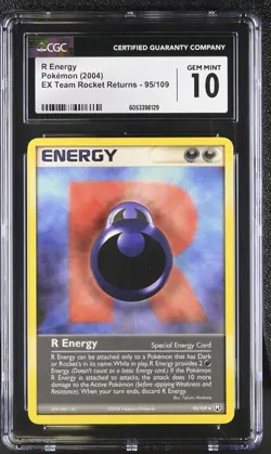 CGC 10 GEM MINT R Energy 2004 EX Team Rocket Returns 95/109 Pokemon Card - Image 1