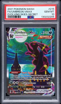 2021 POKEMON SWORD & SHIELD EVOLVING SKIES SECRET FULL ART/UMBREON VMAX PSA 10 - Image 1