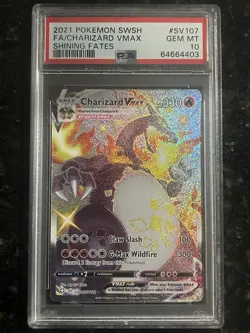 2021 POKEMON SWORD & SHIELD SHINING FATES #SV107 FULL ART/CHARIZARD VMAX PSA 10 - Image 1