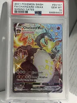 2021 POKEMON SWORD & SHIELD SHINING FATES #SV107 FULL ART/CHARIZARD VMAX PSA 10 - Image 3