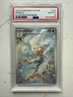 Raboot 147/182 Pokemon Scarlet & Violet Stellar Crown Illustration Rare PSA 10 - Image 1