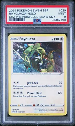 Pokemon Rayquaza SWSH029 Holo Promo Crown Zenith Sea Sky Promo PSA 9 MINT - Image 1