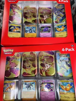 TWO BOXES Pokemon TCG 151 4 Mini Tins Pack 4 Promos SEALED Sams Club Exclusive - Image 1