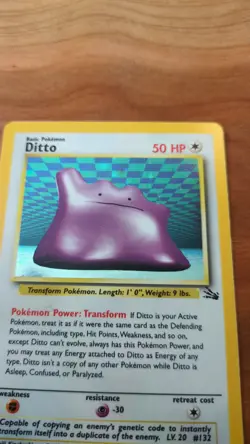 Ditto 3/62 Fossil Series Holo Rare Pokemon TCG LP Lightly Played - Image 3