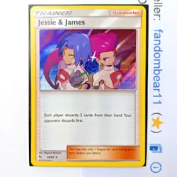 Jessie & James HOLO RARE card 58/68 Sun & Moon Hidden Fates 2019 Trainer Pokemon - Image 1