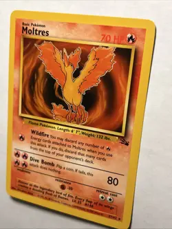 Moltres 27/62 1999 Pokemon TCG Fossil Set Non Holo Rare Card Vintage WOTC NM - Image 4