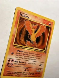 Moltres 27/62 1999 Pokemon TCG Fossil Set Non Holo Rare Card Vintage WOTC NM - Image 5