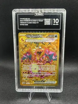 TAG 10 2023 Pokemon Charizard EX Obsidian Flames Holo Hyper Rare Card 228/197 - Image 1