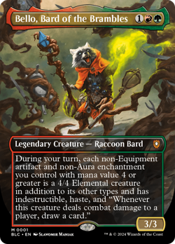 Bello, Bard of the Brambles BORDERLESS #1 | NM FOIL | BLC Bloomburrow Magic MTG - Image 1