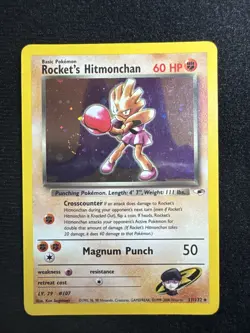 Pokemon Rocket’s Hitmonchan Gym Hero’s Holo Rare 11 Beautiful swirl 🌀 - Image 1