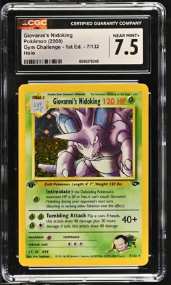 GIOVANNI'S NIDOKING Gym Challenge 1st Edition Holo #7 CGC 7.5 Vintage Pokemon - Image 1