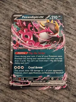Pokemon TCG Fezandipiti EX Stamped Card 2024 World Championships Signed NM - Image 1