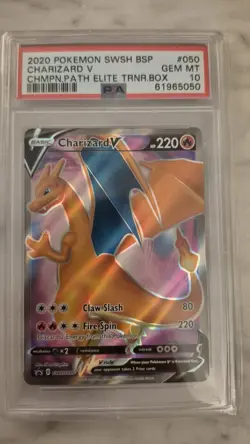 2020 Pokemon Charizard v SWSH050 Black Star Promo PSA 10 Gem Mint - Image 1