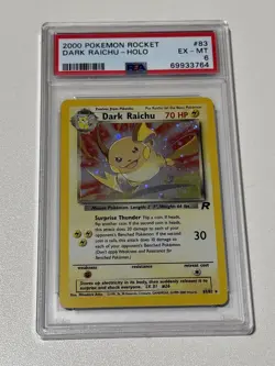 2000 PSA 6 Pokemon Dark Raichu Holo Secret Rare Card 83/82 - Image 1