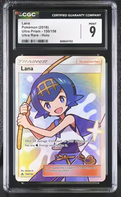 CGC 9 MINT Lana 2018 Ultra Prism 150/156 Ultra Rare Holo Pokemon Card - Image 1