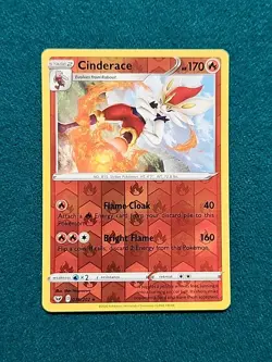 Cinderace 036/202 Sword & Shield Base Set Reverse Holo Pokemon Card NM - Image 1