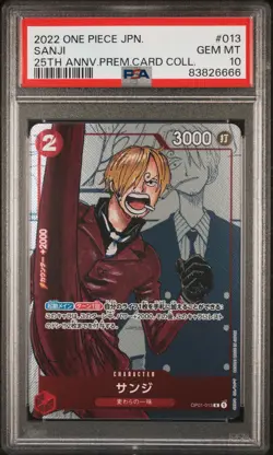 2022 One Piece Japanese 25th Ann. Premium Card Collection Sanji #013 PSA 10 - Image 1