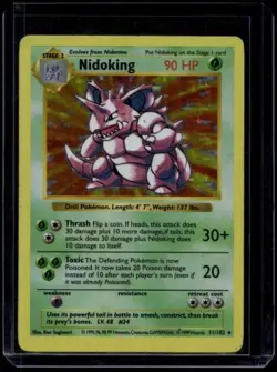 Pokemon TCG Nidoking 11/102 Base Set Shadowless Holo HP - Image 1