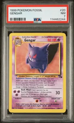 1999 Pokemon Fossil Gengar Non-Holo 20/62 - PSA 7 - Image 1
