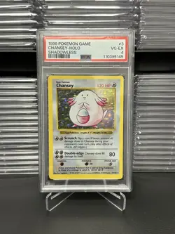 PSA 4 Pokemon 1999 Shadowless Base Set Chansey Holo 3/102 *VG-EX* - Image 1