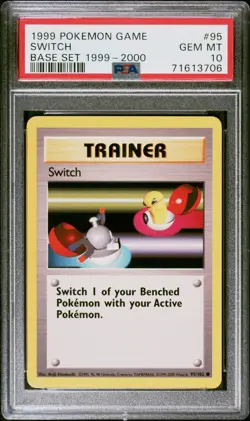 PSA 10 Switch 1999 Pokemon Base Set 1999-2000 UK Printing 4th Print #91/102 - Image 1