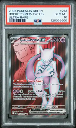 2025 Pokemon Dri En-Destined Rivals #213 Rocket'S Mewtwo Ex Ultra Rare PSA 10 - Image 1