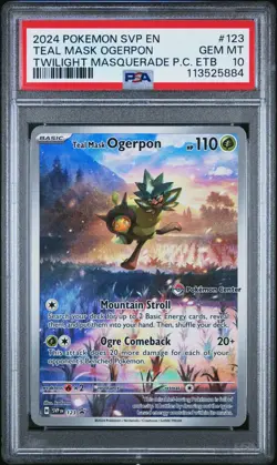 Teal Mask Ogerpon Pokemon Center PSA 10 Twilight Masquerade 123 ETB Promo Card - Image 1