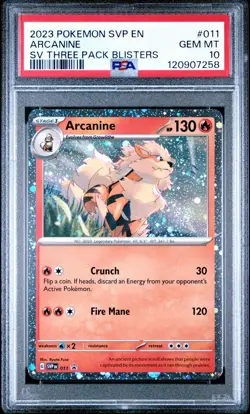 Arcanine PSA 10 Scarlet Violet SVP 011 Blister Promo Cosmos Holo Pokemon Card - Image 1