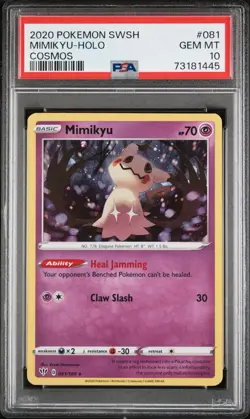 Mimikyu - PSA 10 - Cosmos Holo Darkness Ablaze Tin Promo Pokemon Card - Image 1