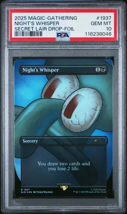 Night's Whisper PSA 10 FOIL Spongebob Secret Lair SLD 1937 [Squidward] MtG Card - Image 1