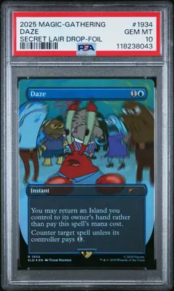Daze - PSA 10 - FOIL Spongebob Secret Lair SLD 1934 [Mr Krabs] MtG Card - Image 1