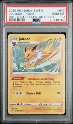 Jolteon - PSA 10 Cosmos Holo Collector Chest Vivid Voltage Pokemon Card Low Pop - Image 1