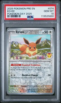 Eevee - PSA 10 - Cosmos Holo Prismatic Evolutions 074/131 Pokemon Day Promo Card - Image 1